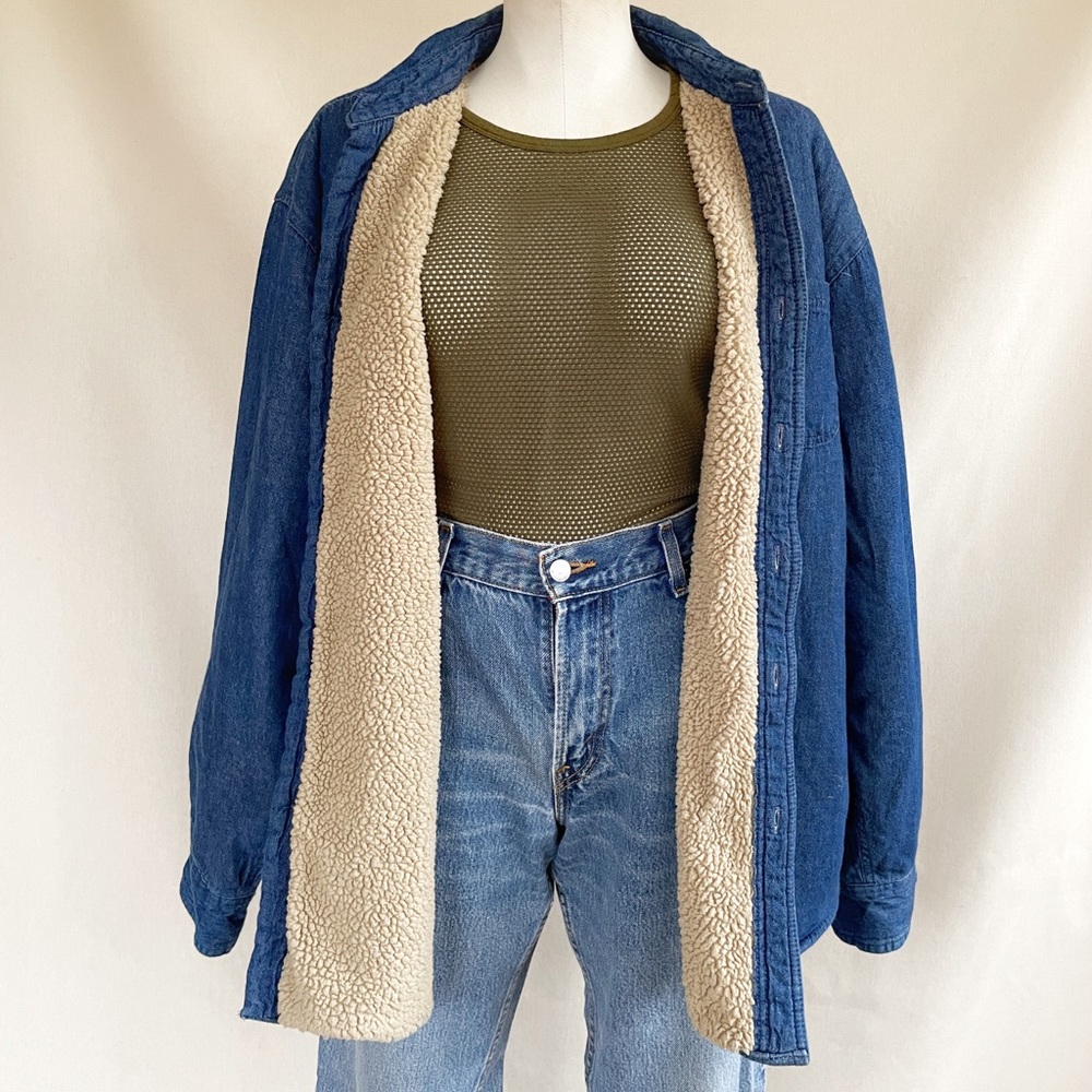 Shearling Lined Denim Wrangler Shirt-Coat